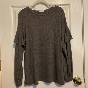 Cherish grey long sleeve sweater with ruffles size L